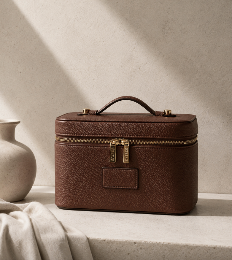 Makeup Bag Large Vanity Case for Women Travel Cosmetic Bag Makeup Case Organizer Leather Travel Toiletry Bag